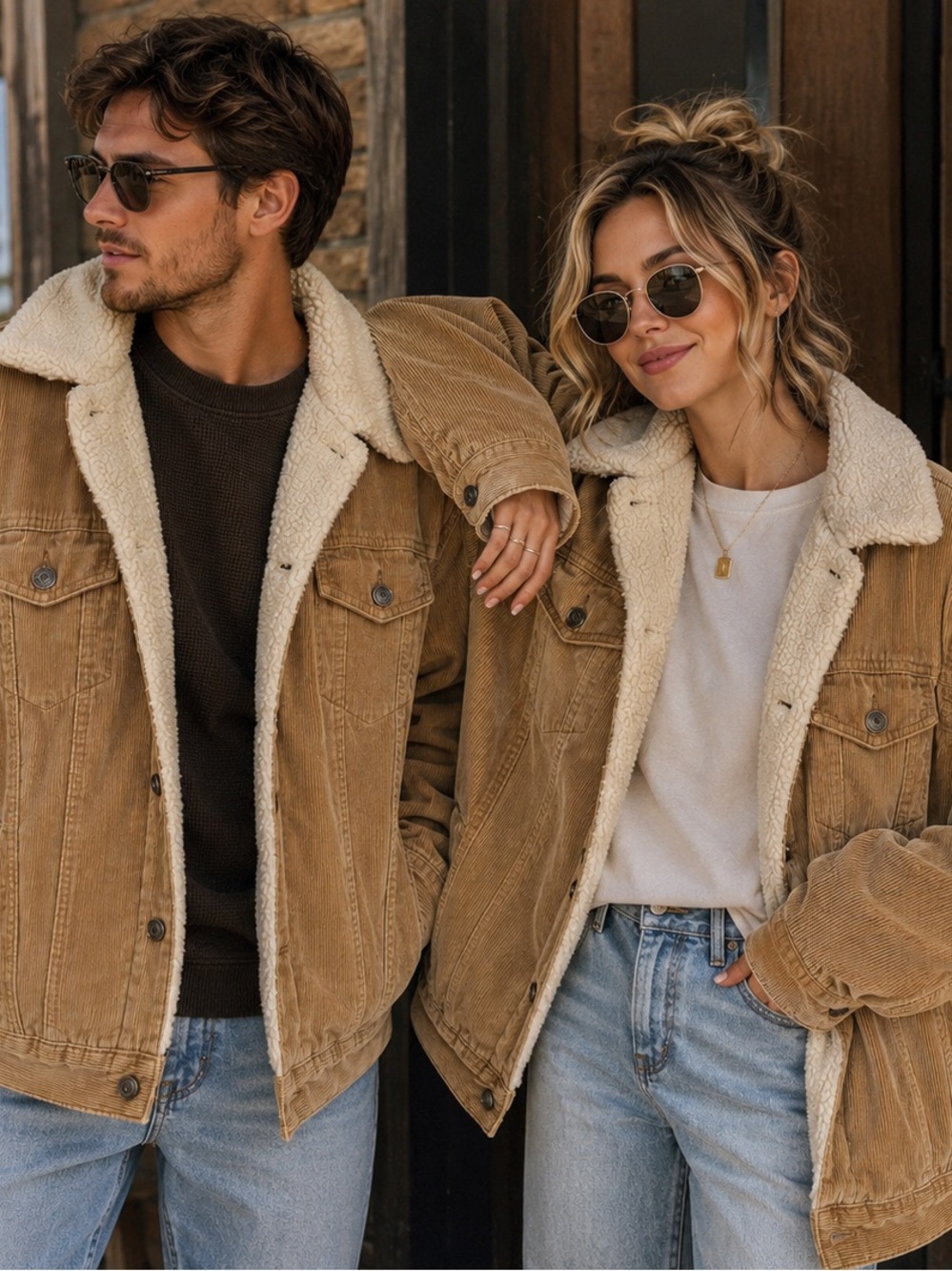 GAP Sherpa-Lined Corduroy Jacket • Tan Camel • Size M